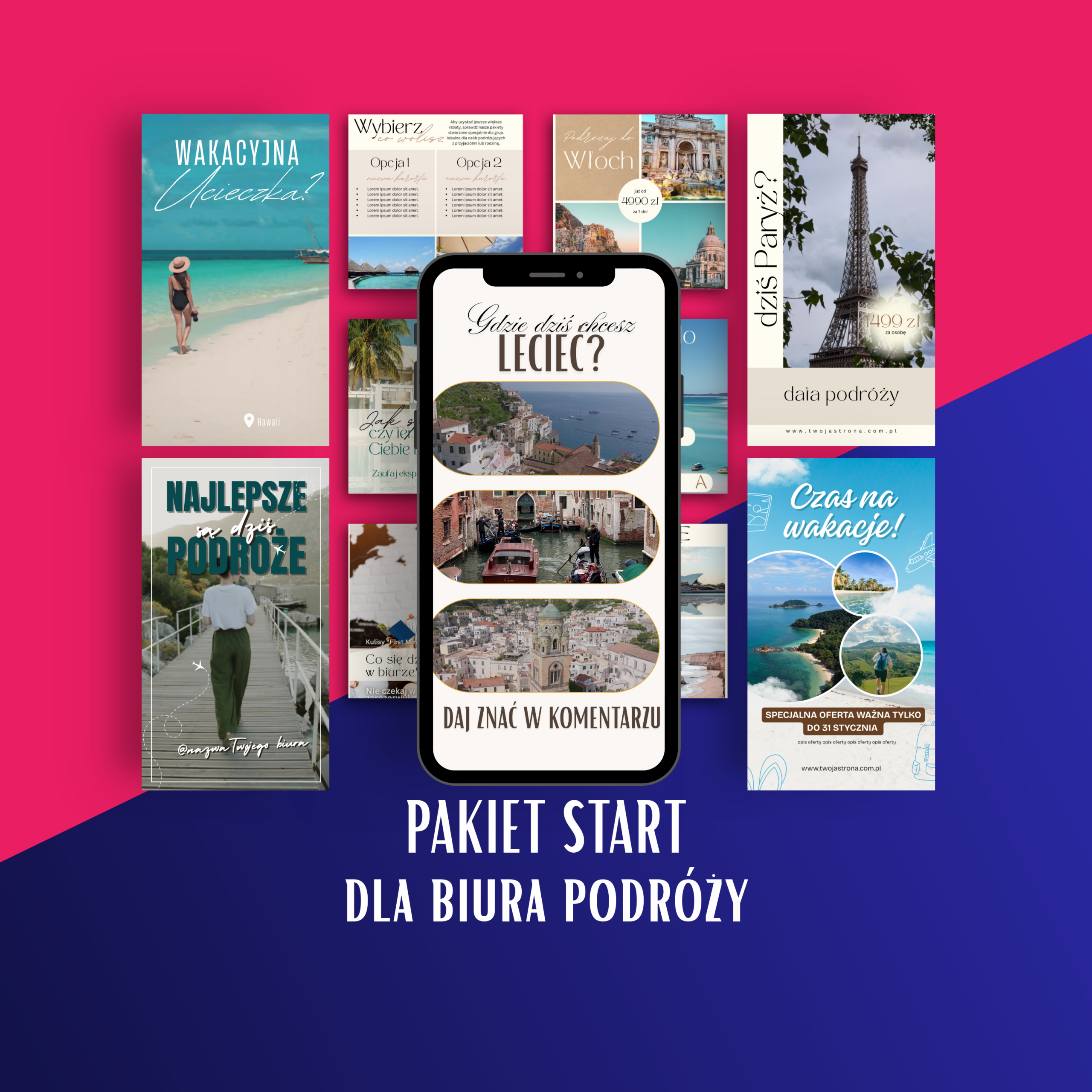Pakiet START Agenta Turystycznego: 30 Postów + 100 Stories +20 reelsów